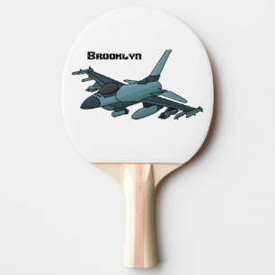 Military fighter jet plane cartoon ping pong paddle