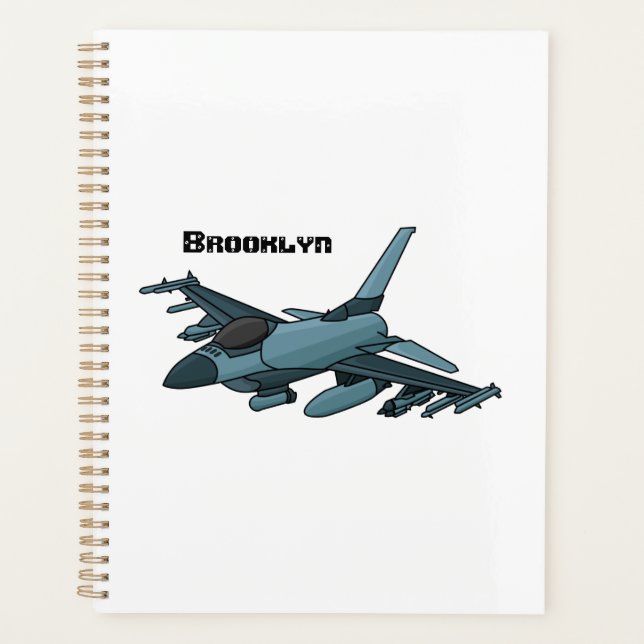 Military fighter jet plane cartoon planner (Front)