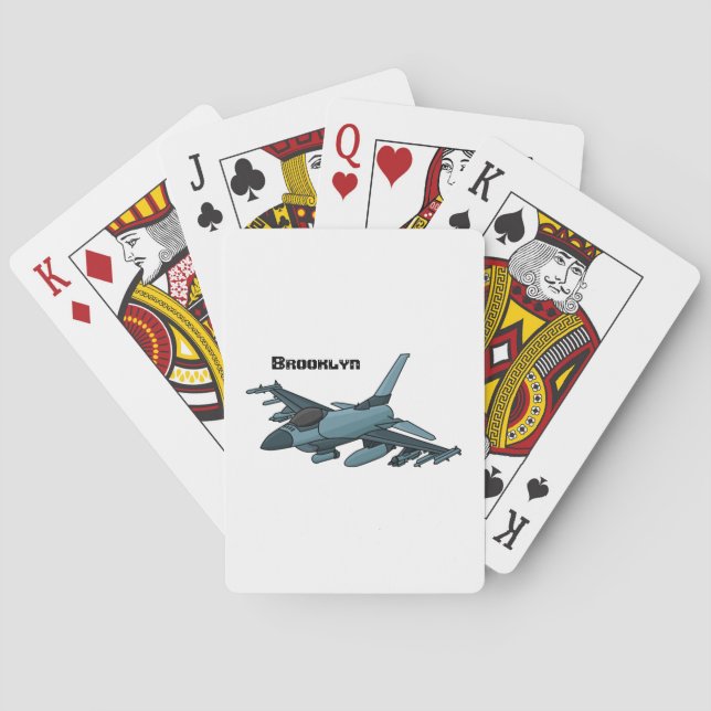 Military fighter jet plane cartoon playing cards (Back)