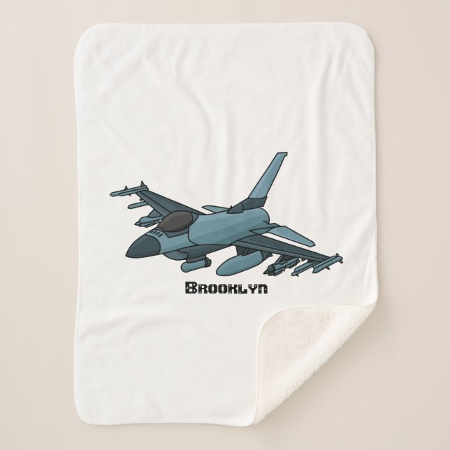 Military fighter jet plane cartoon  sherpa blanket (Front)