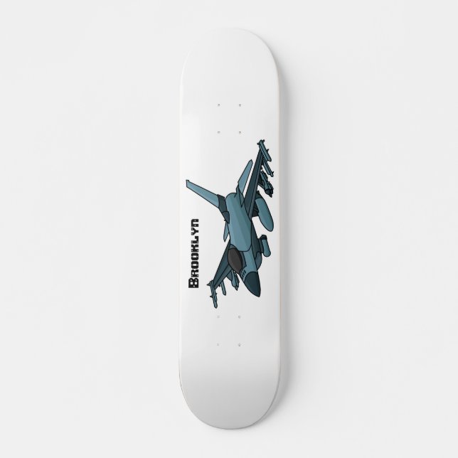 Military fighter jet plane cartoon skateboard (Front)