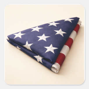 Military Folded American Flag Patriotic Square Sticker