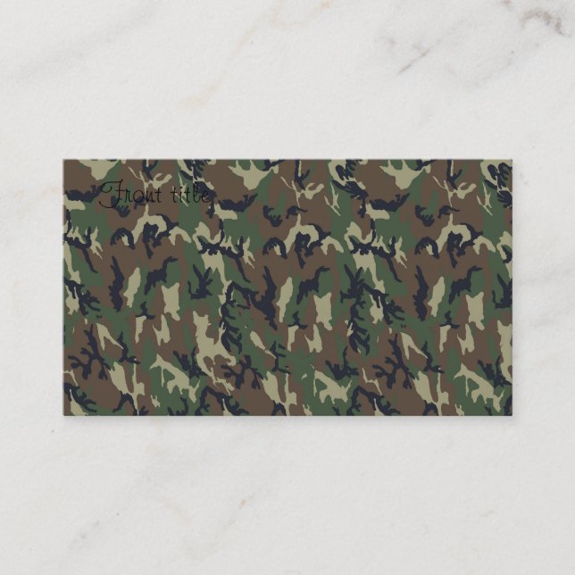 Military Forest Camouflage Background Business Card (Front)