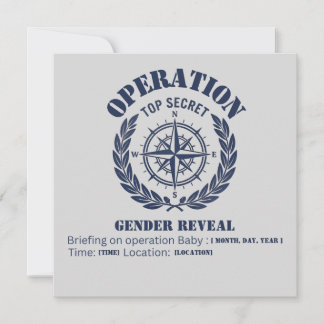 Military Gender Reveal — Navy Compass Invitation