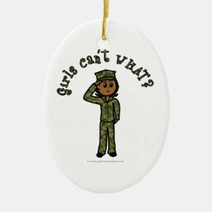 Military Girl - Dark Ceramic Tree Decoration