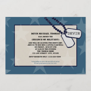 Military Going Away Party Blue Stars Invitation