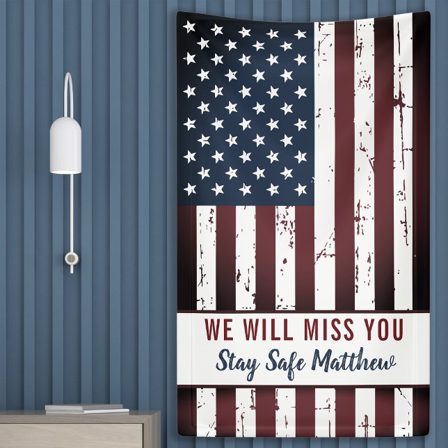 Military Going Away Party Patriotic American Flag Banner (Creator Uploaded)