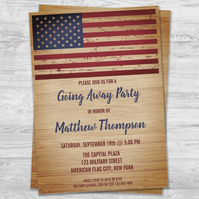 Military Going Away Party Patriotic American Flag Invitation (Creator Uploaded)