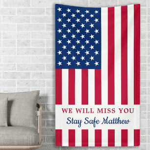 Military Going Away Party Personalised USA Flag Banner
