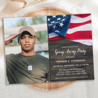 Military Going Away Party USA Flag Soldier Photo