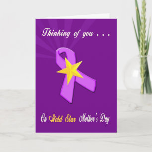 Military Gold Star Mother's Day Purple Ribbon Card