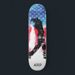 *~* Military Golf Golfer Red White Blue Flag Skateboard<br><div class="desc">* Patriotic American Flag with black Golfer / Golf silhouette . . This design features the USA Flag American Flag also known as Old Glory and Stars and Stripes. This Watercolor American Flag design includes the colours Red White Blue in the form of stars and striped . * Great for...</div>