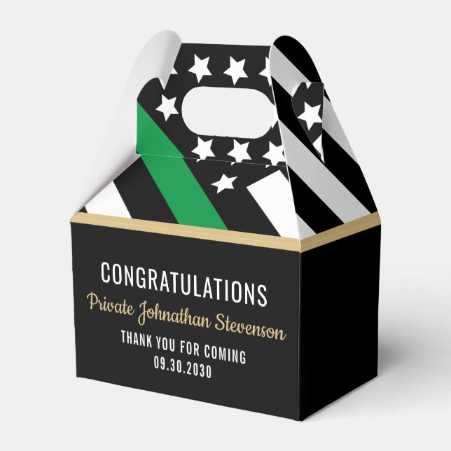 Military Graduation Thin Green Line Flag Army Favour Box (Back Side)