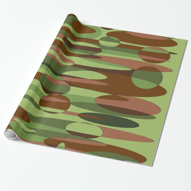 Military Green and Brown Wrapping Paper (Unrolled)