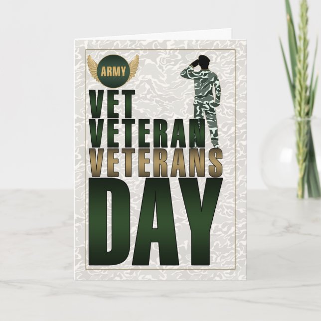Military Green and Tan Camouflage Veterans Day Holiday Card (Front)