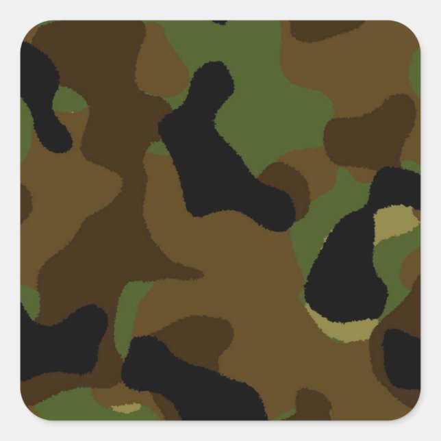 Military Green Army Camo Camouflage Pattern Square Sticker (Front)
