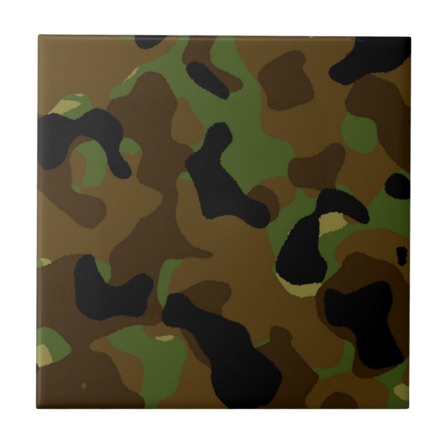 Military Green Army Camo Camouflage Pattern Tile (Front)