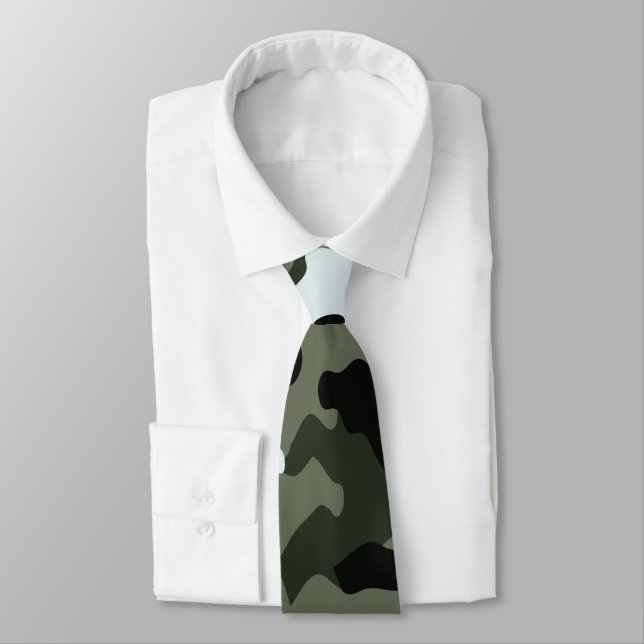 Military Green Camo Neck Tie (Tied)
