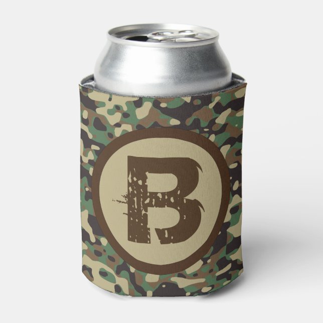 Military Green Camo Personalised Can Cooler (Can Front)