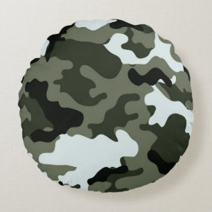 Military Green Camo Round Cushion