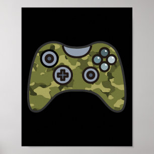 Military Green Camo Video Game Controller Camoufla Poster