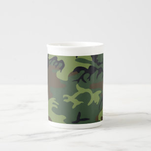 Military Green Camouflage Bone China Mug