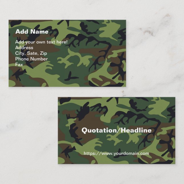 Military Green Camouflage Business Card (Front/Back)