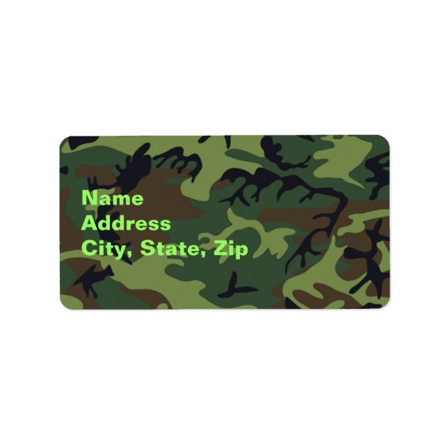 Military Green Camouflage Label (Front)