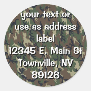Military Green Camouflage Pattern Classic Round Sticker