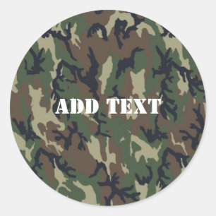 Military Green Camouflage Pattern Classic Round Sticker