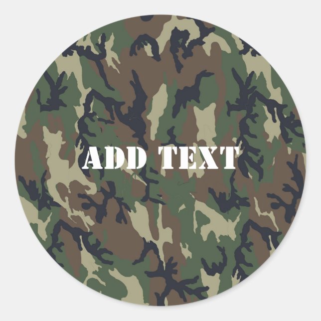 Military Green Camouflage Pattern Classic Round Sticker (Front)
