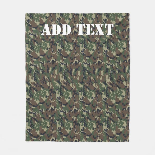 Military Green Camouflage Pattern Fleece Blanket (Front)