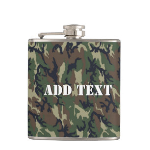 Military Green Camouflage Pattern Hip Flask