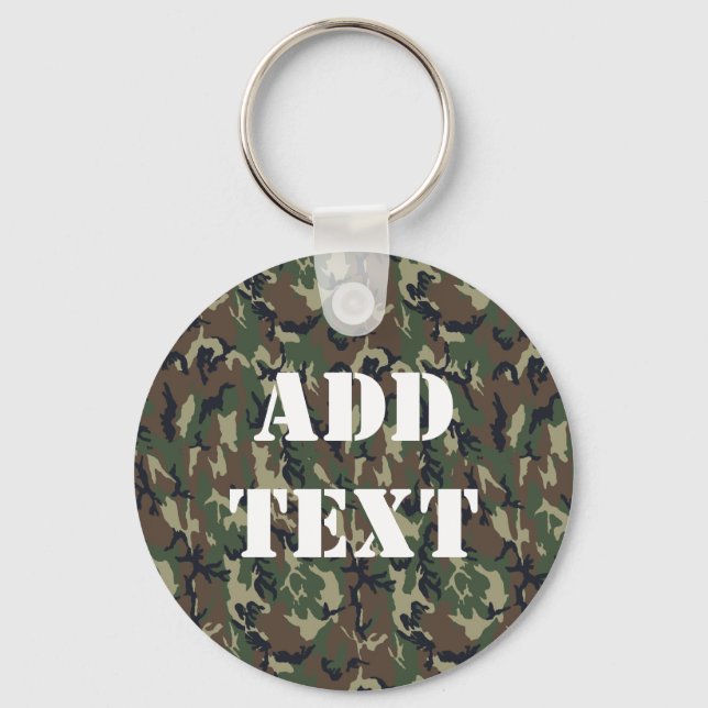 Military Green Camouflage Pattern Key Ring (Front)