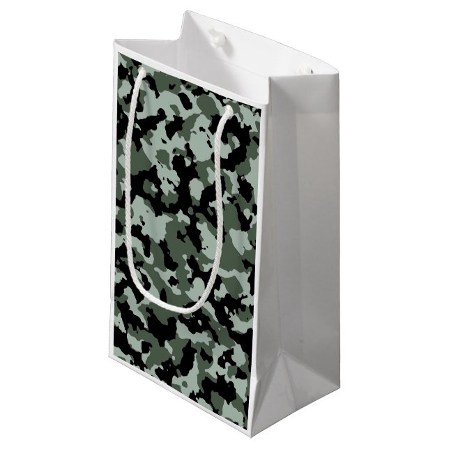 Military Green Camouflage Pattern Small Gift Bag (Front Angled)