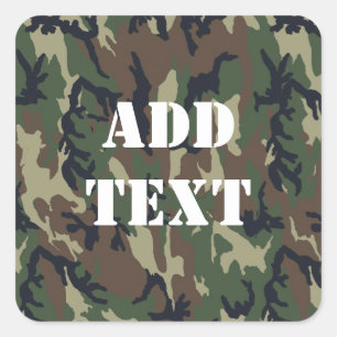Military Green Camouflage Pattern Square Sticker