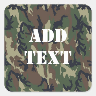 Military Green Camouflage Pattern Square Sticker