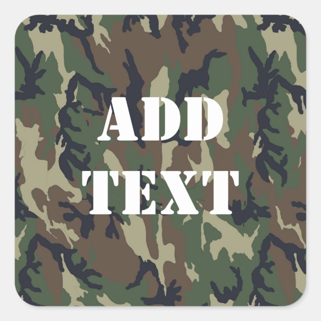 Military Green Camouflage Pattern Square Sticker (Front)