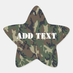 Military Green Camouflage Pattern Star Sticker