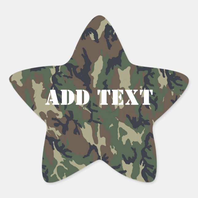 Military Green Camouflage Pattern Star Sticker (Front)