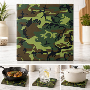Military Green Camouflage Tile