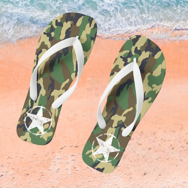 Military Green Camouflage With White Star Thongs (Creator Uploaded)