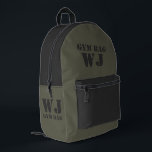 Military Green Gym Bag Custom Name<br><div class="desc">Sleek and customizable backpack design with minimalist text reading "Gym Bag" and personalized name option. The bag features a stylish combination of military green and dark gray,  making it the perfect gift for a friend who appreciates personalized items.</div>