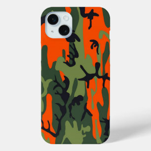 Military Green Orange Camouflage Como Army Print iPhone 15 Mini Case