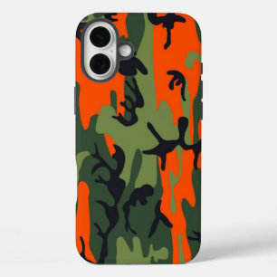 Military Green Orange Camouflage Como Army Print iPhone 16 Plus Case