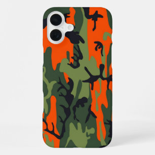 Military Green Orange Camouflage Como Army Print iPhone 16 Plus Case