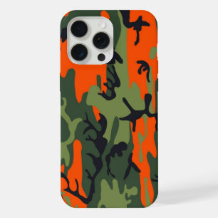 Military Green Orange Camouflage Como Army Print iPhone 15 Pro Max Case