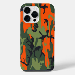 Military Green Orange Camouflage Como Army Print iPhone 14 Pro Max Case