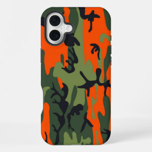Military Green Orange Camouflage Como Army Print iPhone 16 Plus Case