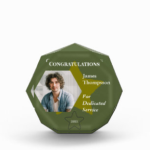 Military Green Service Award with Gold Star Photo Block